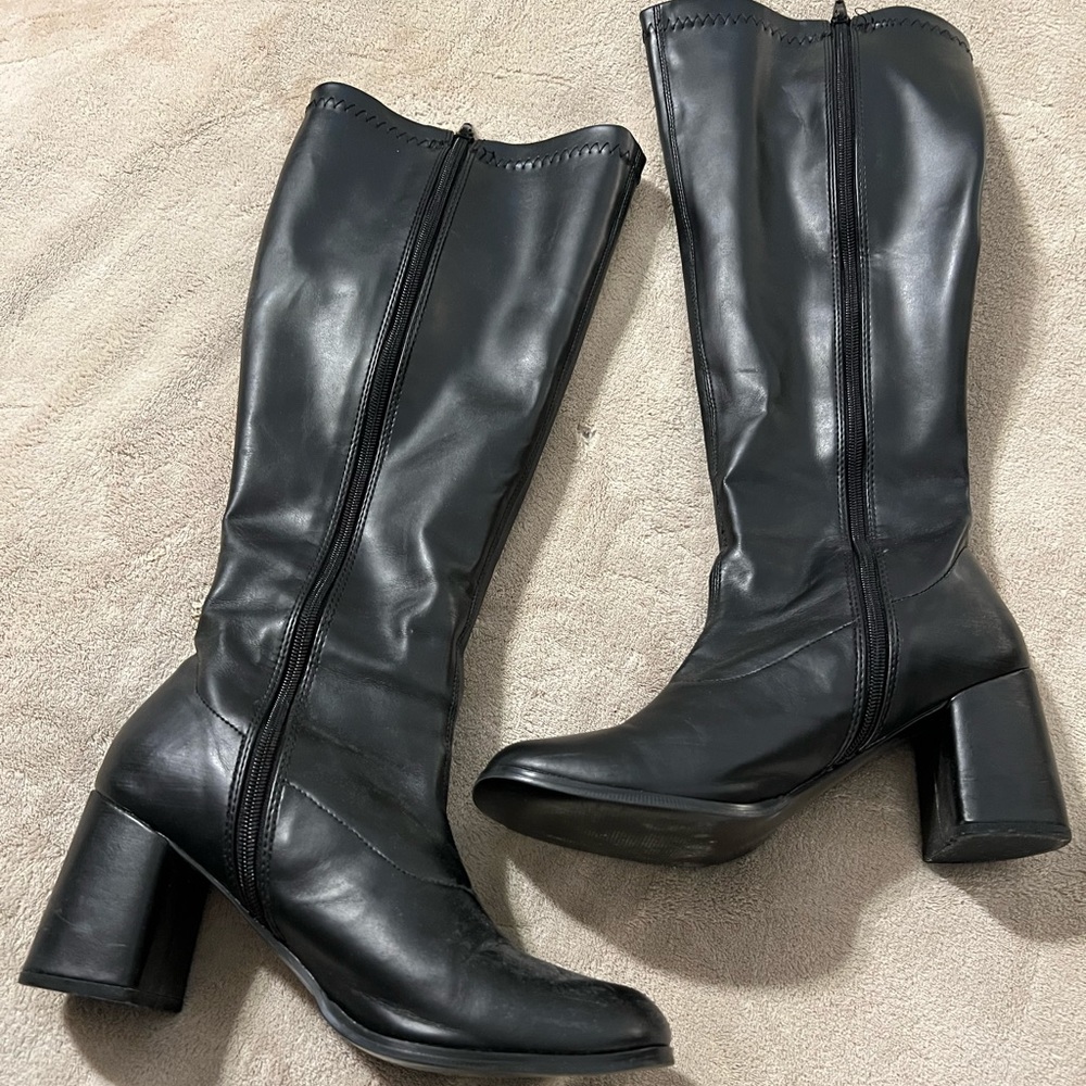 Black knee high boots wide calf size 8